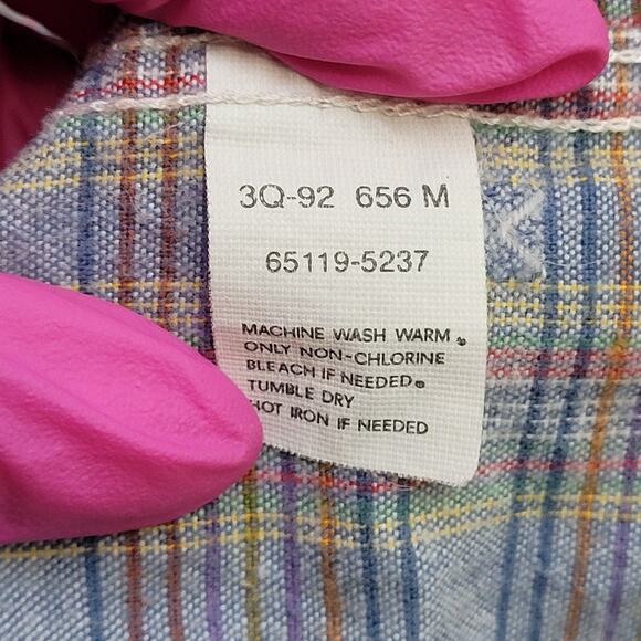 Vintage LEVIS Poplin Button Shirt Large 22x30 Blue Western - Picture 5 of 13